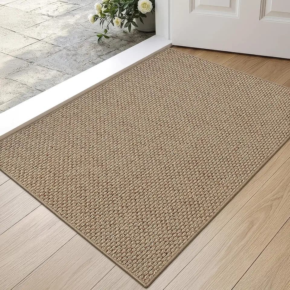 DEXI Schmutzfangmatte Innen 44 x 76 cm, rutschfeste Fußmatte, Dunkelbeige