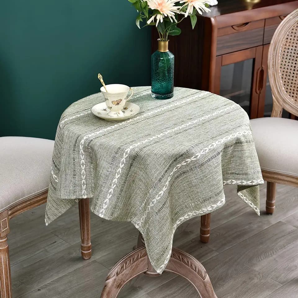 NEWISHER Embroidered Small Square Tablecloth, 36x36 Inch End Table Cover