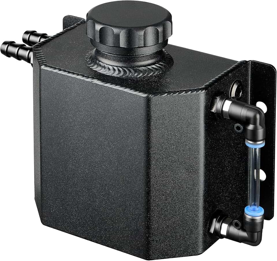EVIL ENERGY Coolant Overflow Tank, Aluminum Radiator Tank, Reservoir Expansion Tank Universal 1L Black