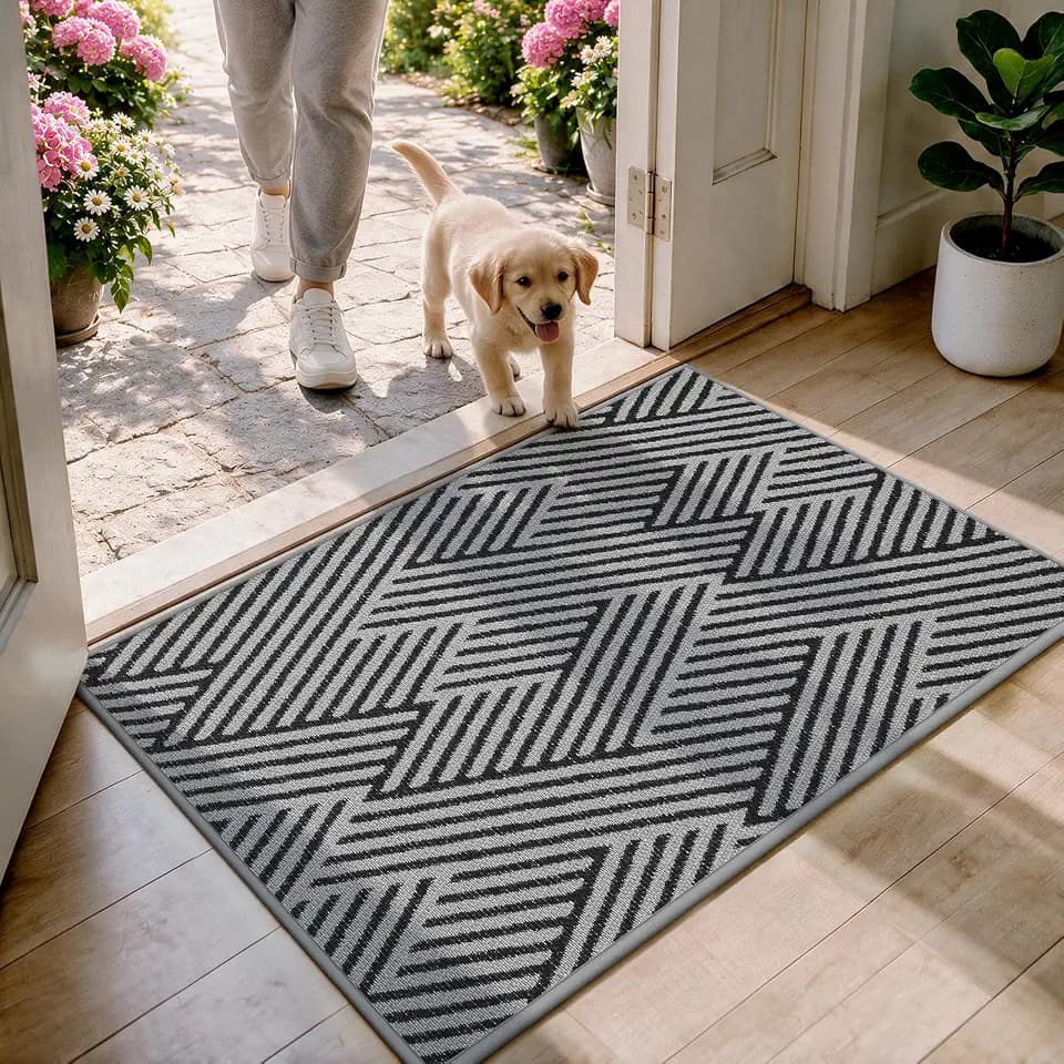 Door Mat Outside Entrance Non-Slip Dirt Resistant Grey 24"x35"