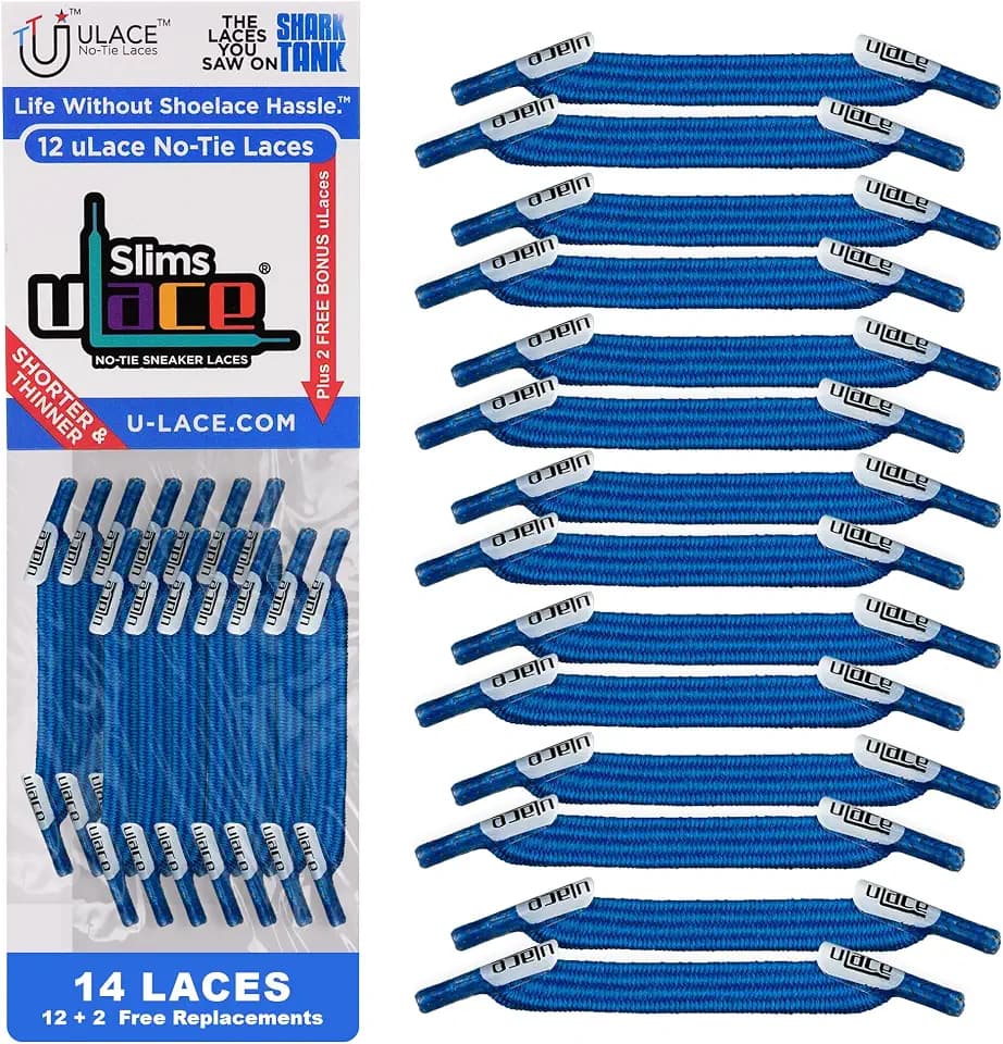 uLace Slims No-Tie Shoelaces - Elastic Shoe Laces for Sneakers - 14 Laces