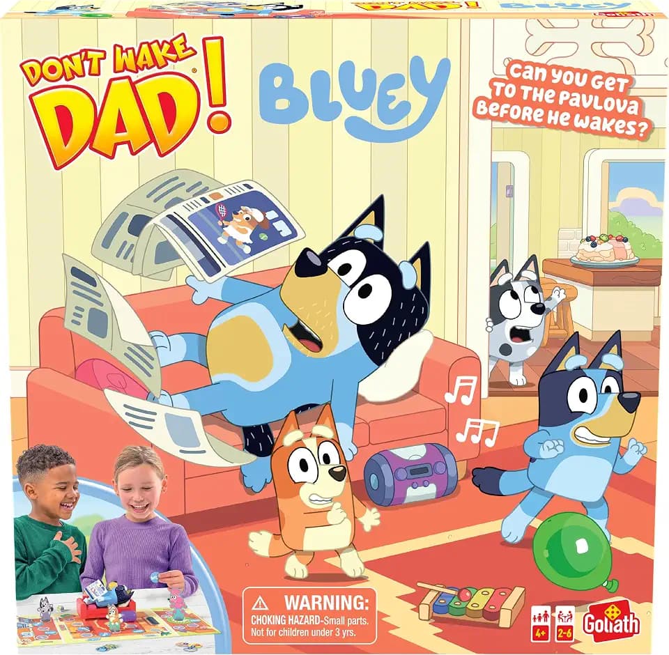 Goliath Don't Wake Dad! Bluey | Kids Preschool Board Game | No Batteries Required | Simple Rules | Gift Idea for Boys and Girls | 2-6 Players, Ages 4+