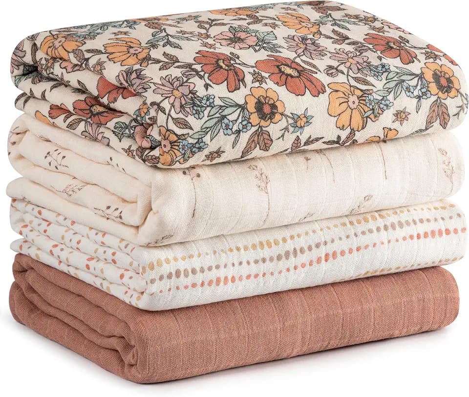 Muslin Swaddle Blankets for Newborn, Cotton Receiving Blanket