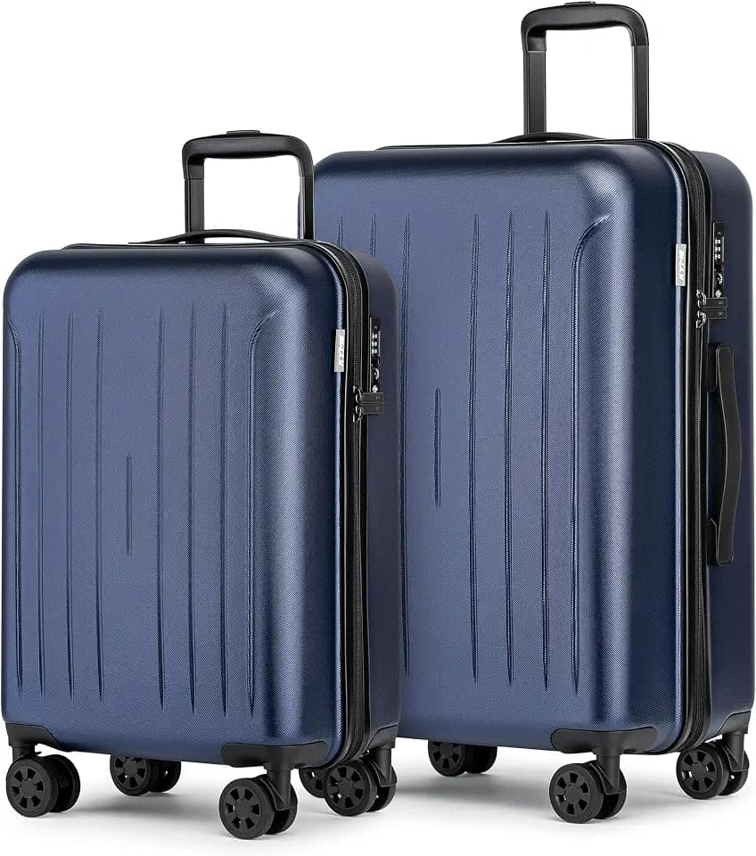KYME Luggage Sets 2 Piece Hardshell Suitcase with TSA Lock,Navy, 20"/24"