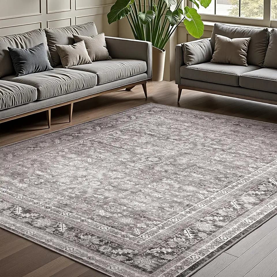 OPPODREAM Vintage Grey Area Rugs 5x7, Washable Rug for Living Room