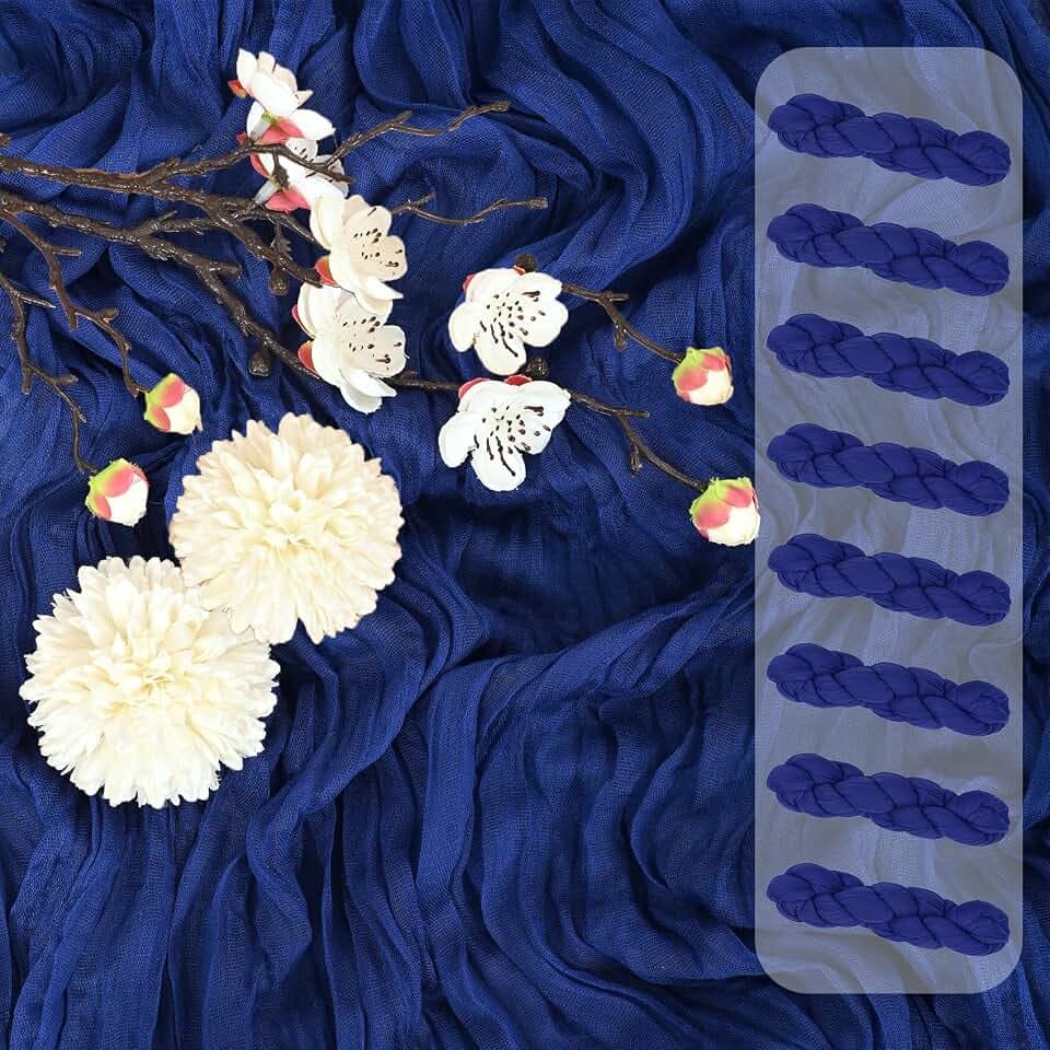 8 Pack Royal Blue Cheesecloth Table Runner 17x108 Inch Boho Gauze Cheese Cloth Table Runners Romantic Rustic Semi Sheer Table Decor for Wedding Baby Shower Birthday