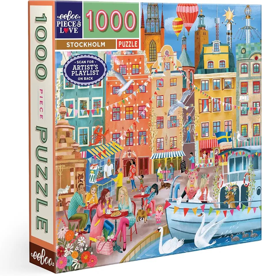 eeBoo Stockholm 1000 Piece Square Jigsaw Puzzle, 23" x 23"