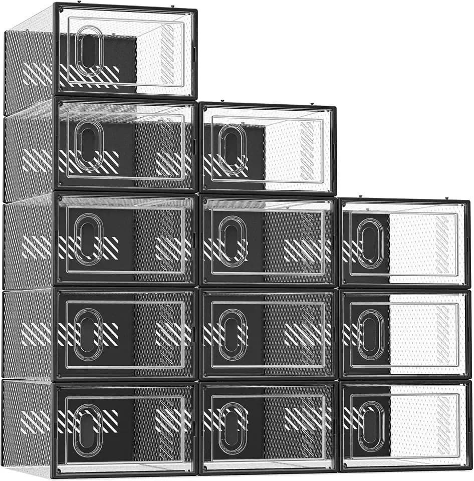 SIMPDIY Clear Shoe Storage Boxes, Stackable Shoe Organizer for Closet