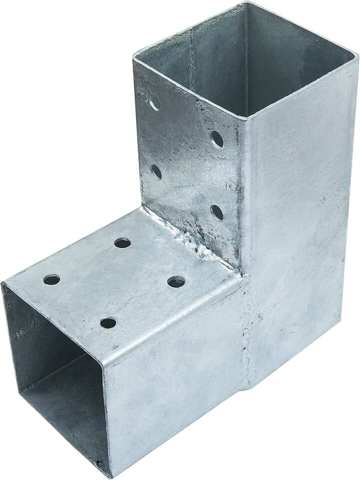 Connex Pfostenecke einfach - 200 x 200mm 90° - chromfarbig - feuerverzinkt - 2 Hülsen - 1 Stück / Pfostenverbinder / Holzverbinder / Balkenverbinder / HV4241