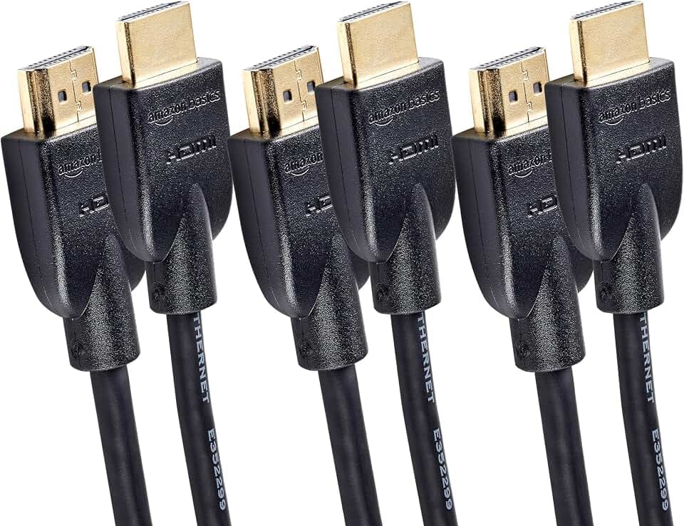 Amazon Basics High-Speed 4K HDMI 2.0 Cable, 3-Pack, 10ft, 4K@60Hz, 18Gbps, 2160p, 48 bit, Compatible with TV/PS5/Xbox/Roku/Blu-ray, Ethernet, Black
