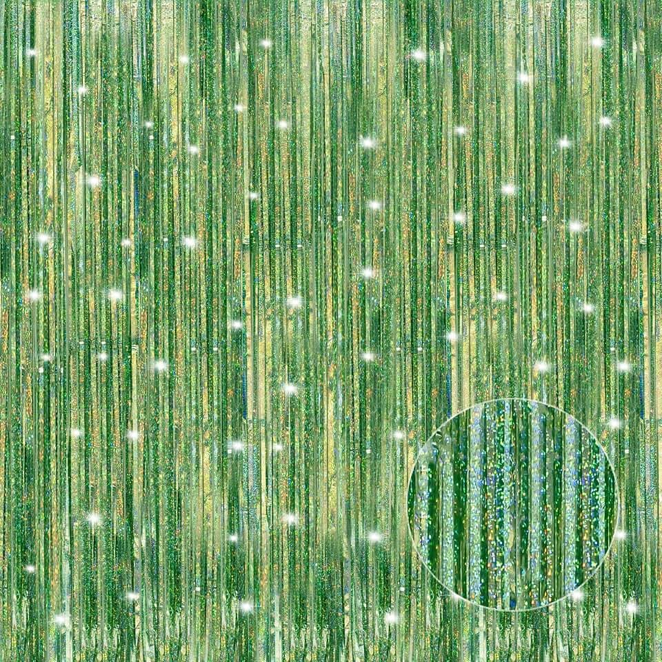 3 Pack 3.3 x 9.9 ft Holographic Light Green Streamers Party Decorations