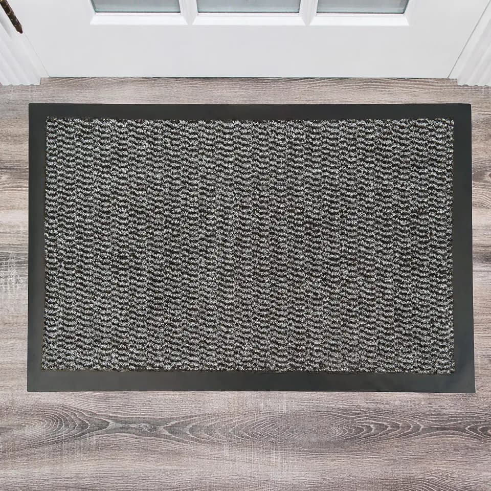 Ultralux Large Indoor Door Mat 35" x 59" Non-Slip Vinyl Backed Entry Doormat, Gray Absorbent Dirt Trapper Entrance Mat, Front and Back Door Mat, Inside Entry Mat
