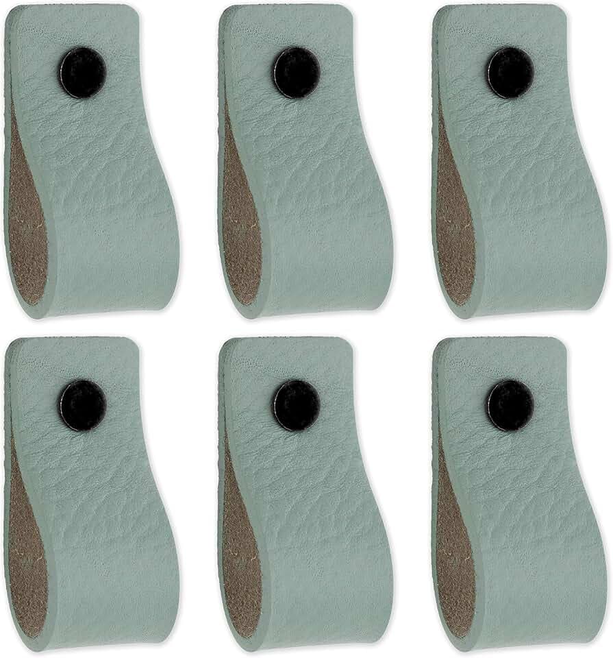 Brute Strength Ledergriffe für Möbel 12,5 x 2,5 cm Blassgrün 6 Stück