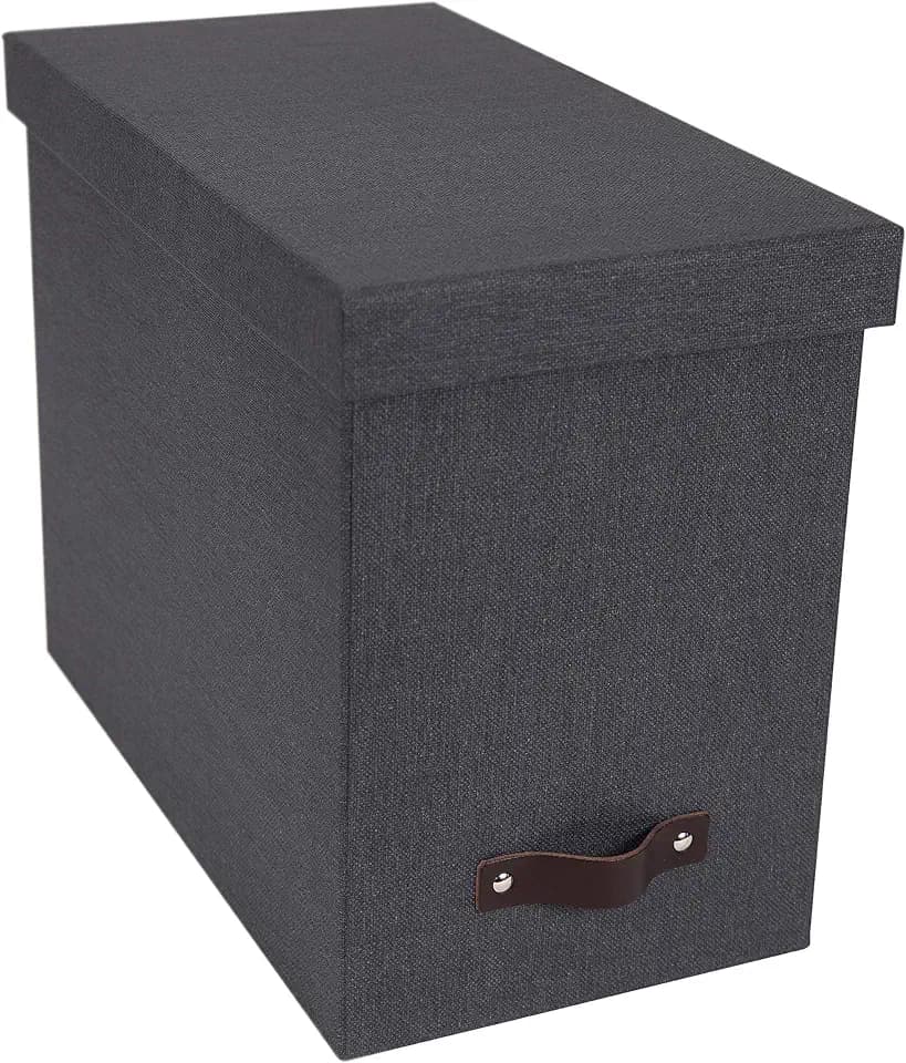 BIGSO JOHAN Hängeregisterbox A4 – Hängemappenbox mit Deckel und Griff – Schreibtischablage für Hängemappen & Dokumente – Aufbewahrungsbox aus recycelter Faserplatte und Papier – schwarz