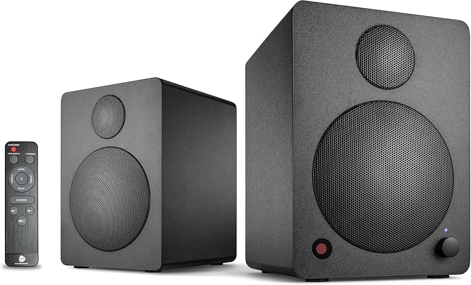 wavemaster CUBE MINI NEO black - Regallautsprecher-System (36 Watt) mit Bluetooth-Streaming, Digitalanschluss und IR-Fernbedienung, Aktiv-Boxen, Nutzung für TV/Tablet/Smartphone, schwarz (66370)