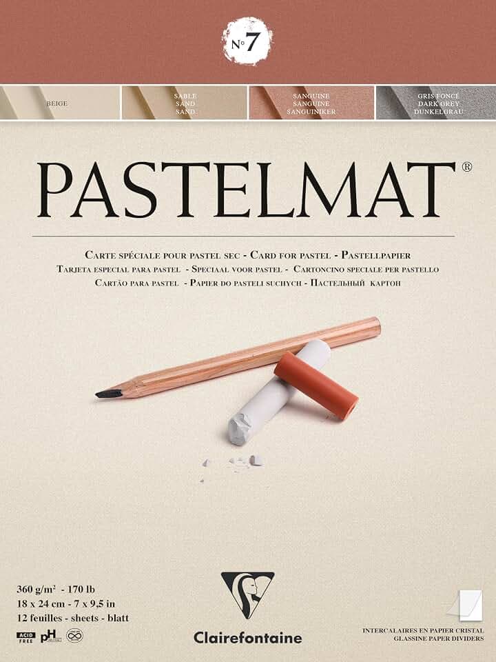 Clairefontaine 96052C Zeichenblock Pastelmat 18x24cm 12 Blatt 360g sortiert