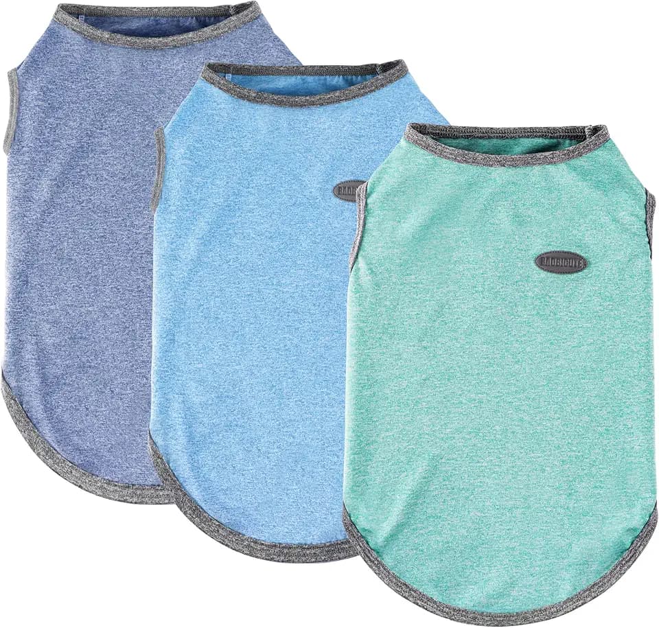 3 Pack Lightweight Sun Protection Dog Shirt Breathable Sleeveless Dog T Shirts Extra Soft Top Tank Dog Clothes for Outdoor Activities (