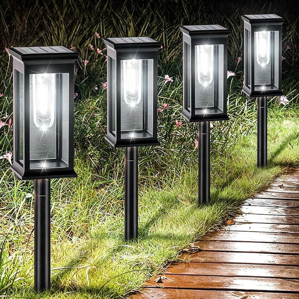 Solarlampen für Außen Garten, 8 Stück Solarleuchten Garten IP65 Solar Gartenleuchten für Außen, Auto Ein/Aus Solar Wegeleuchten für Hof, Weg, Terrasse, Rasen