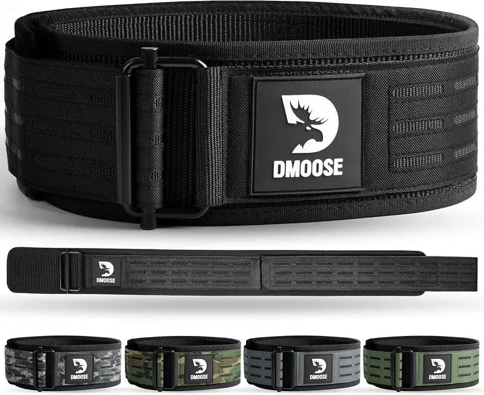 DMoose Fitness Auto Locking Weight Lifting Belt for Men & Women - 4" Nylon Squat & Deadlift Belt with Quick-Release Buckle - Gym Workout Belts for Lumbar Back Support for Weightlifting & Powerlifting