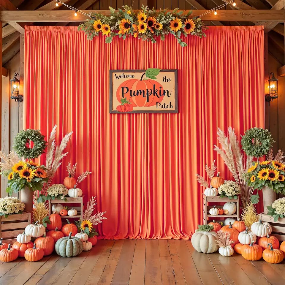 10ftx10ft Wrinkle Free Orange Backdrop Curtains for Parties, Silky Polyester Photo Backdrop Drapes 2 Panels 5x10ft Back Drop Cloth for Wedding Birthday Baby Shower Photography Background