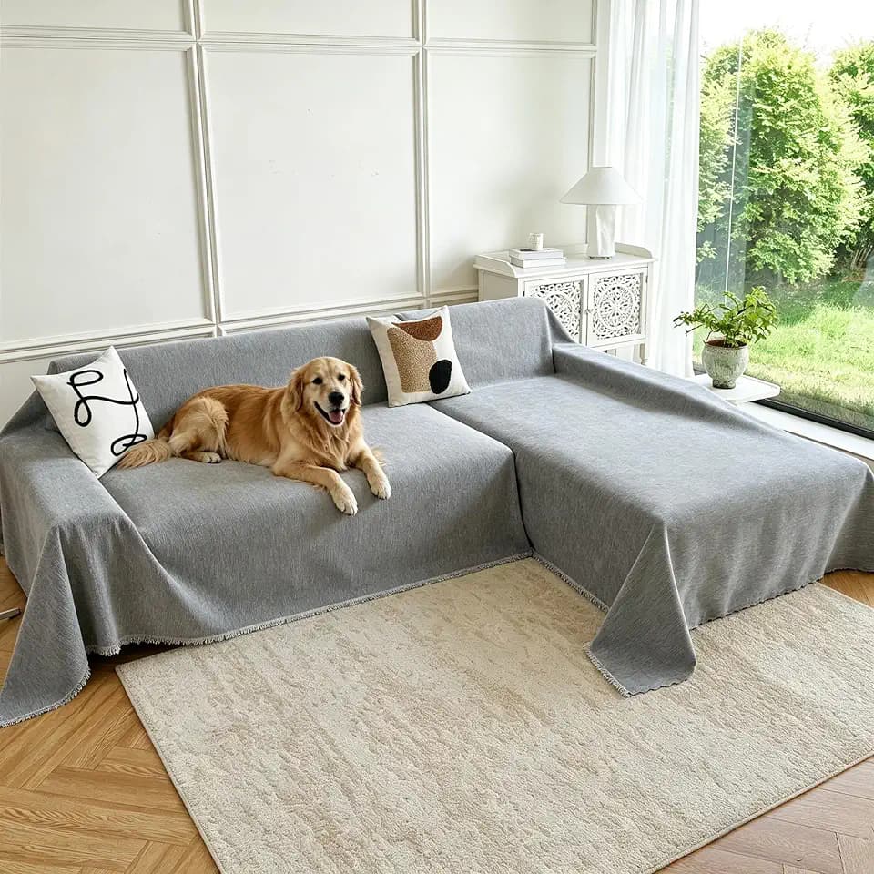 Waterproof Sectional Couch Covers,L Shaped Couch Covers for Pets Washable Sofa Covers for Dogs Sofa SlipCover for Sectional Couches Protector Covers for Living Room (71" x 118" + 91" x 134", Gray)