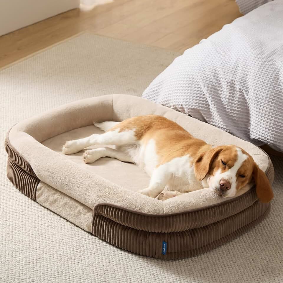 BEDSURE orthopädisches Hundebett mittelgroße Hunde, 89x64x18cm, braun