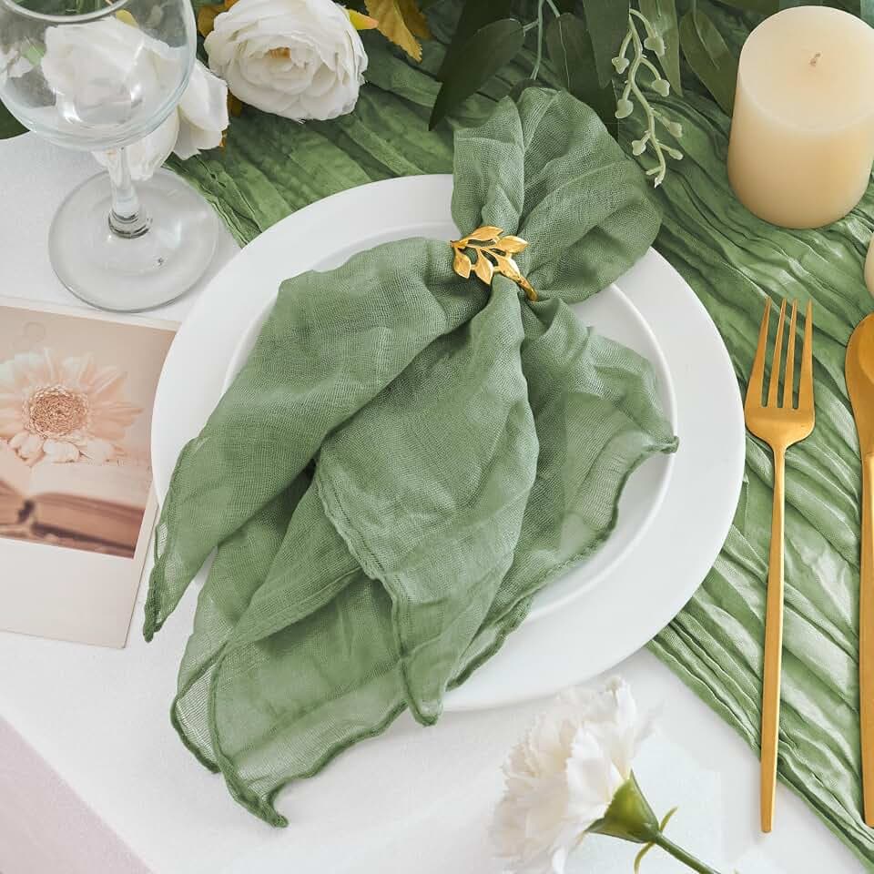 50 Pack Cheesecloth Napkins 20"x20" Sage Green Gauze Boho Napkins