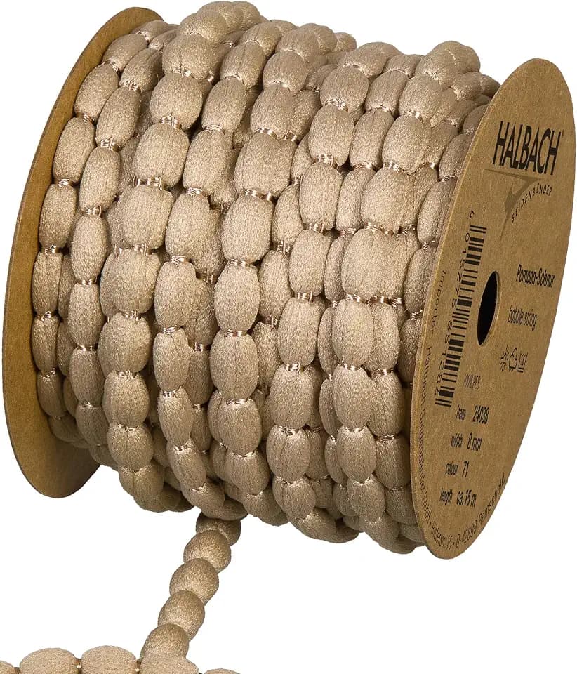 Halbach Pompom-Borte, 8 mm x 15 m, beige