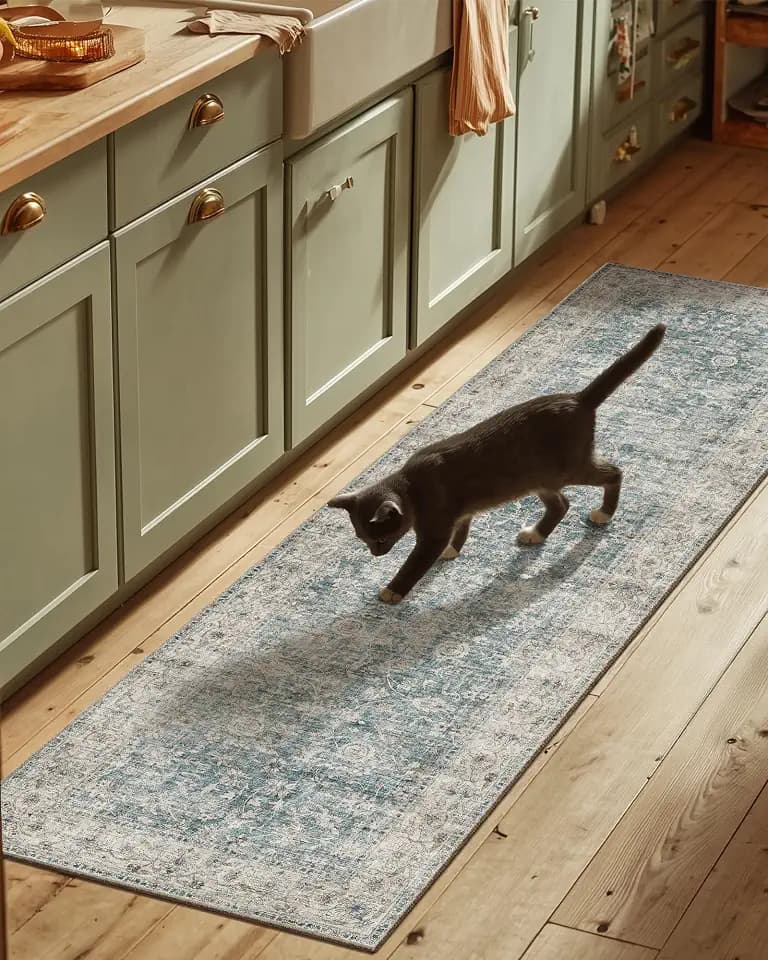 Machine Washable Rug Runners for Hallways: 2'6"x8' Kitchen Rugs Stain Resistant Non Slip Low Pile Soft Boho Carpet Runners for Hallways Bedroom Entryway Indoor Beside Bathroom Farmhouse