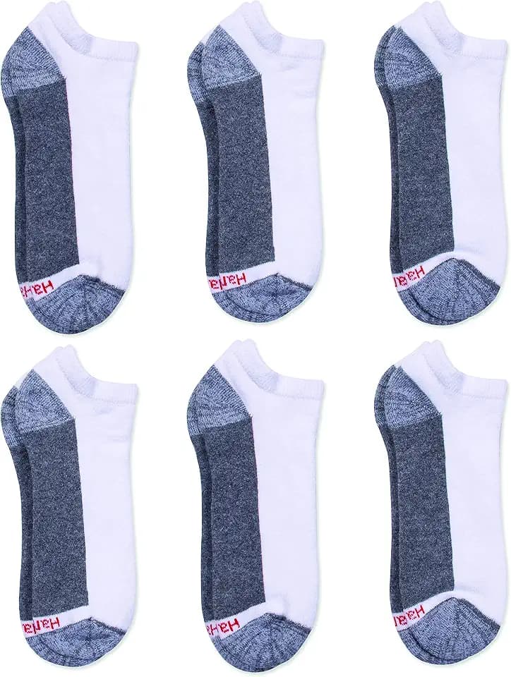 Hanes Men’s Max Cushion Low Cut Socks, 6, 8, and 12 Pair Pack, White and Black