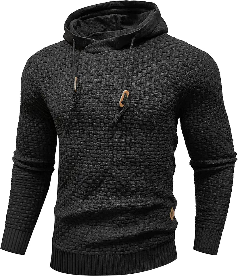 HYPESTFIT Hoodie Herren Langarm Knitted Kapuzenpullover Kordelzug Sweatshirt mit Kapuze Casual