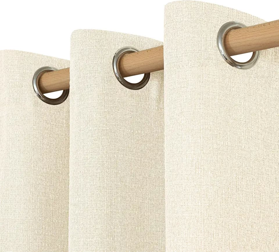 LAMIT Light Beige Linen Curtains for Living Room 84 inch Length 2 Panels