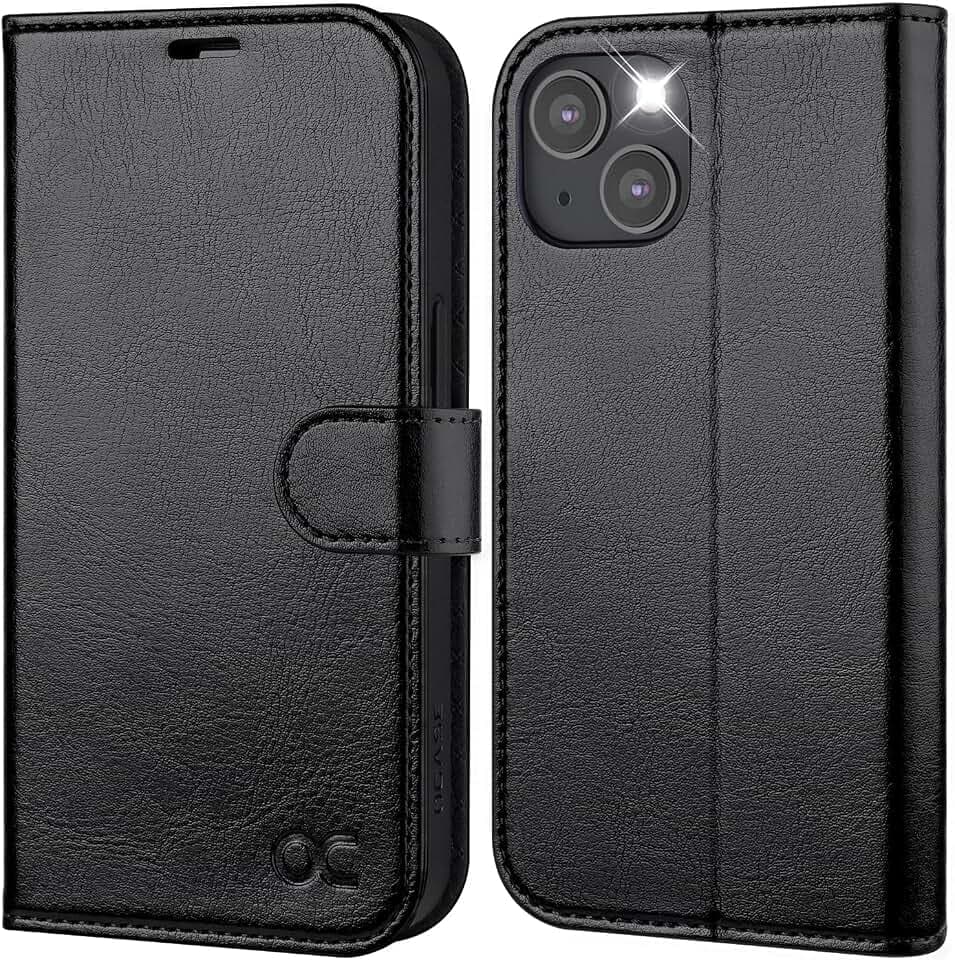 OCASE for iPhone 14 Wallet Case with Card Holders, Black