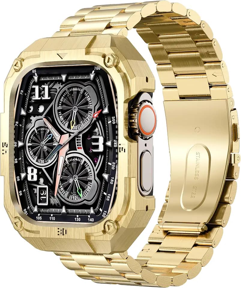Stainless Steel Case and Band Compatible for Apple Watch Ultra 3/2/1 Band/Apple Watch Band 49mm 46mm 45mm 44mm,Fomal Metal iWatch Band with Case for Men Series 11 10 9 8 7 6 5 4 SE
