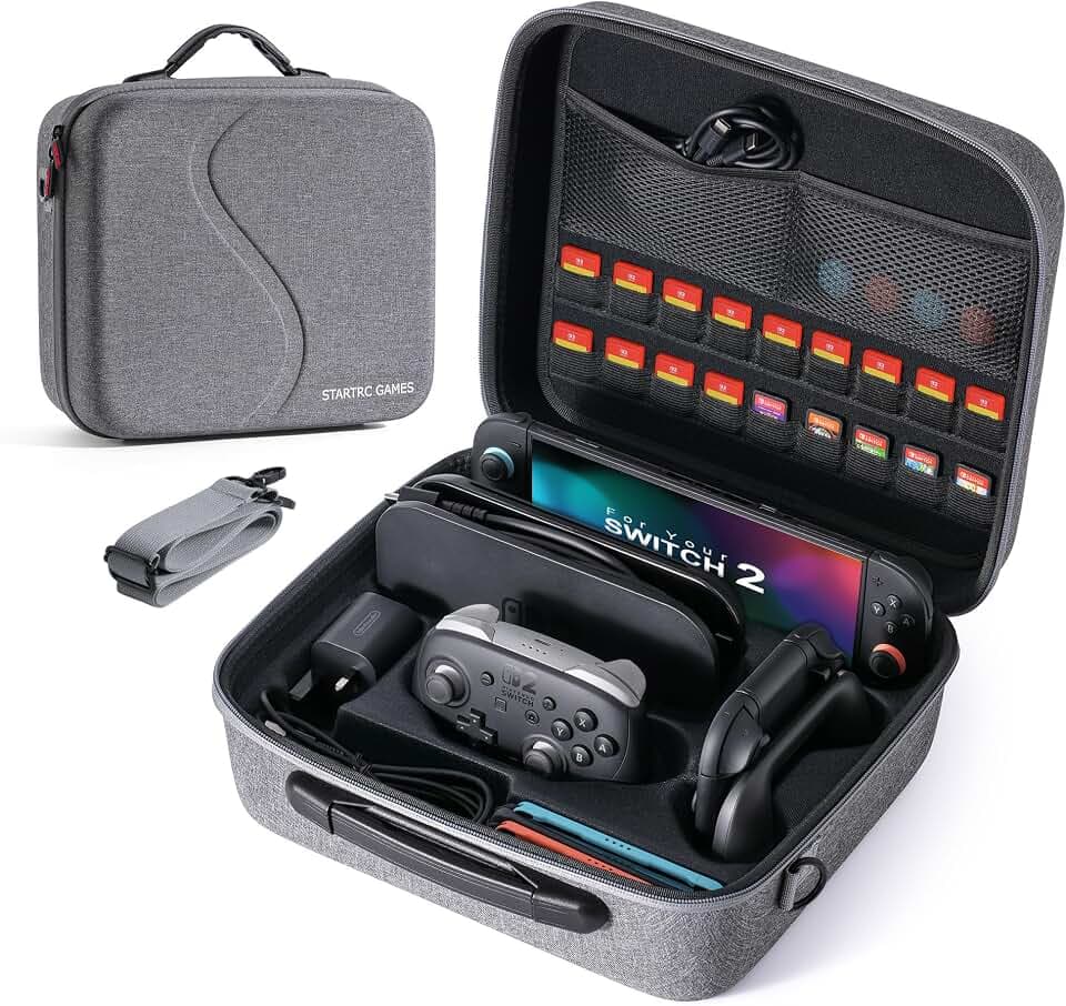 STARTRC GAMES Switch 2 All in One Carrying Case for Nintendo Switch 2, Portable Hard Travel Case with Game Card Slots, Portable Storage Carry Bag for Switch 2 Console Pro Controller Accessories
