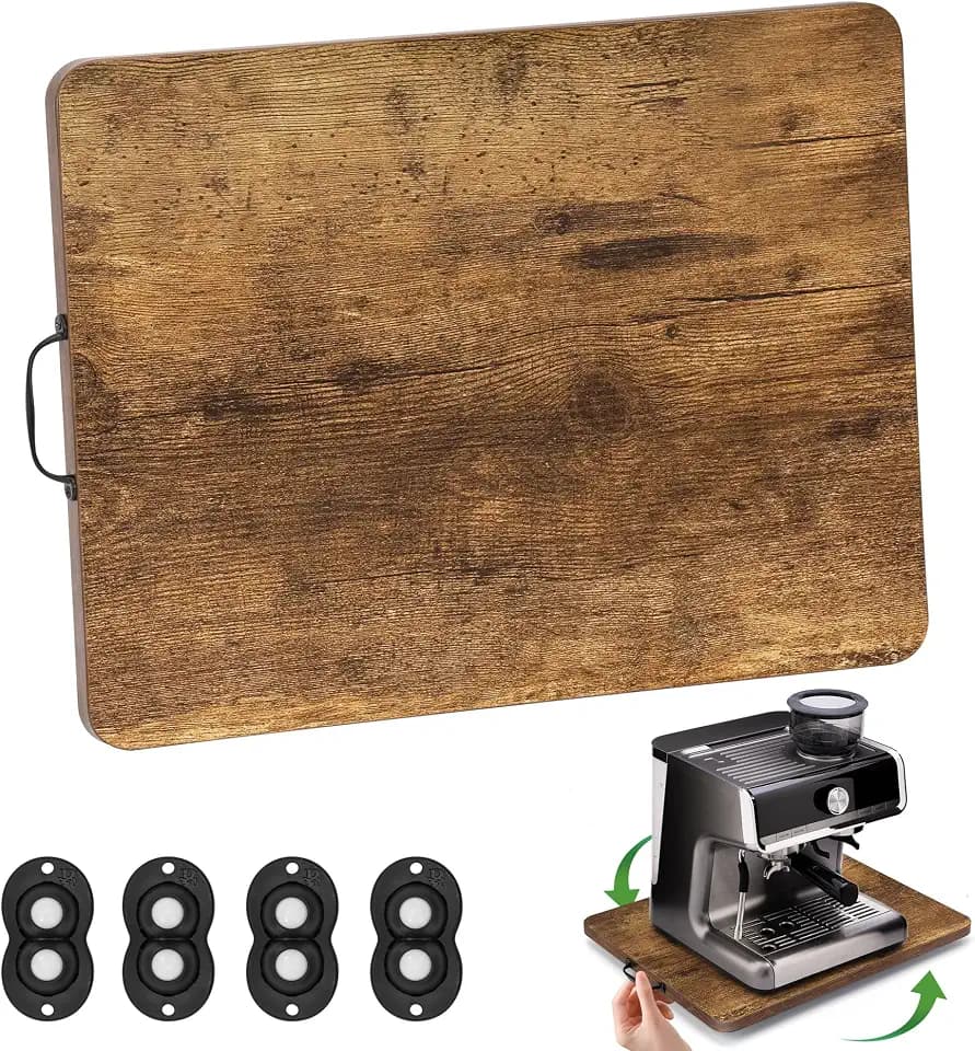 Appliance Slider, Sliding Tray for Coffee Maker, Coffee Pot Slider for Countertop, 360° Rolling Tray Appliance Slider for Kitchen Appliances- Rustic Brown (10” X 12”)