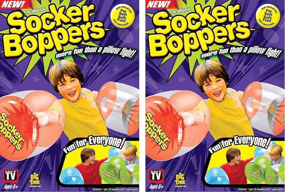 Socker Boppers Inflatable Boxing Pillows - 2 Pairs of Clear Boppers, Box and Bop, Durable Vinyl, Active Outlet that aids in Agility, Balance and Coordination, Safe Fun Indoor or Out, Great Gift