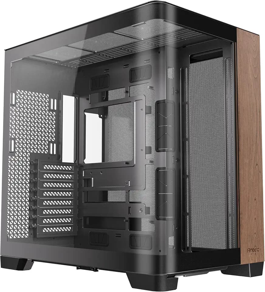 Antec C8 Curve Wood Full-Tower E-ATX PC Case, Wooden Front Panel, No Fans