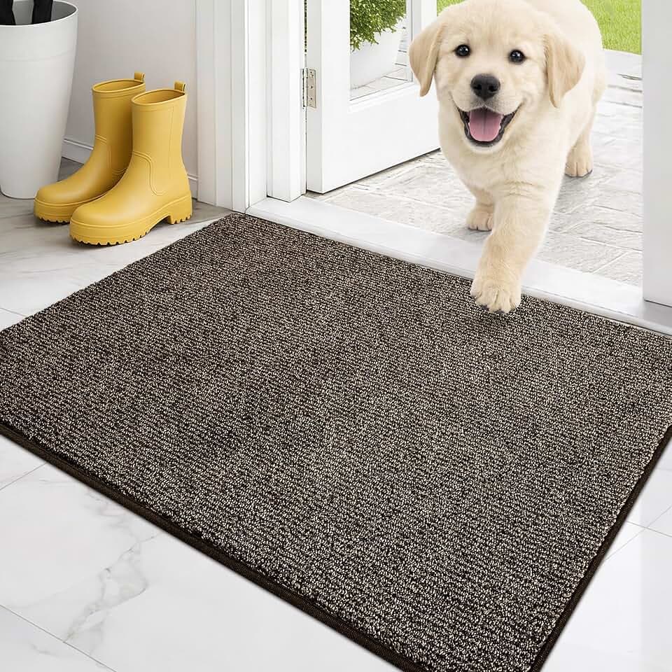 PURRUGS Dirt Trapping Indoor Door Mat, 20" x 31.5", Heathered Brown