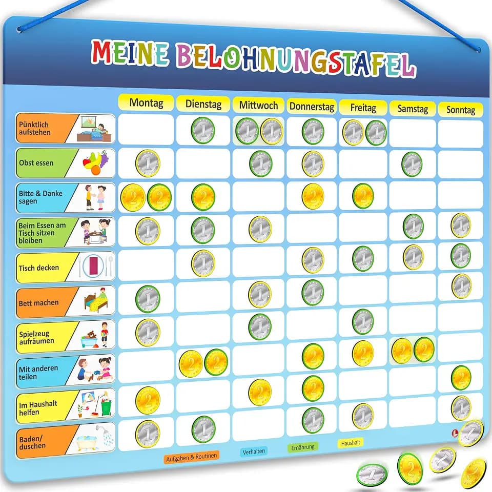 LIKARTO® Belohnungstafel Kinder, magnetische Montessori Tafel, Klassisch