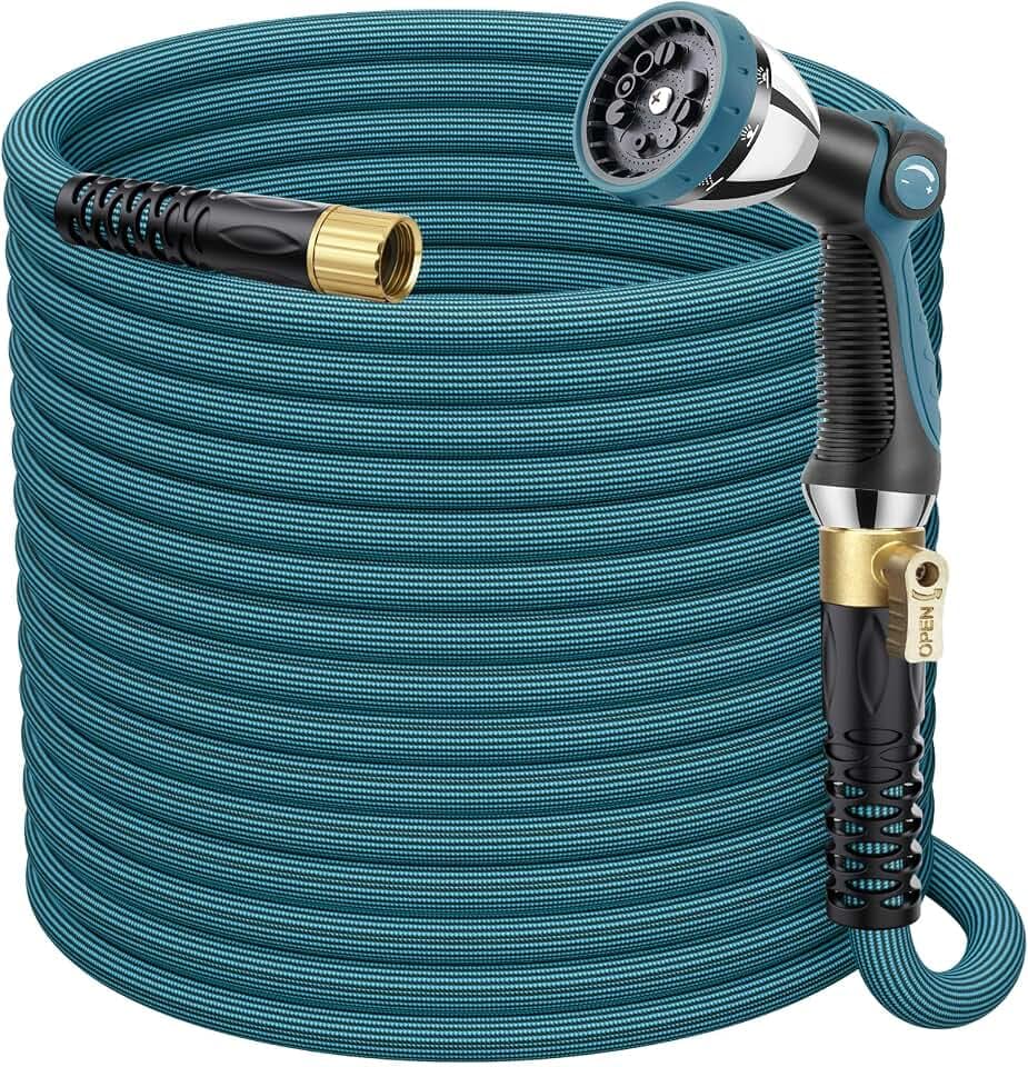FlexiSolve 75ft Non-Expanding Garden Hose with 360° Swivel & Valve, Blue