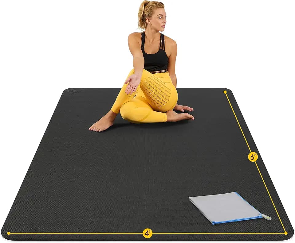 ActiveGear Large Yoga Mat, 6'x4'x8mm Extra Thick Non-Slip - Black