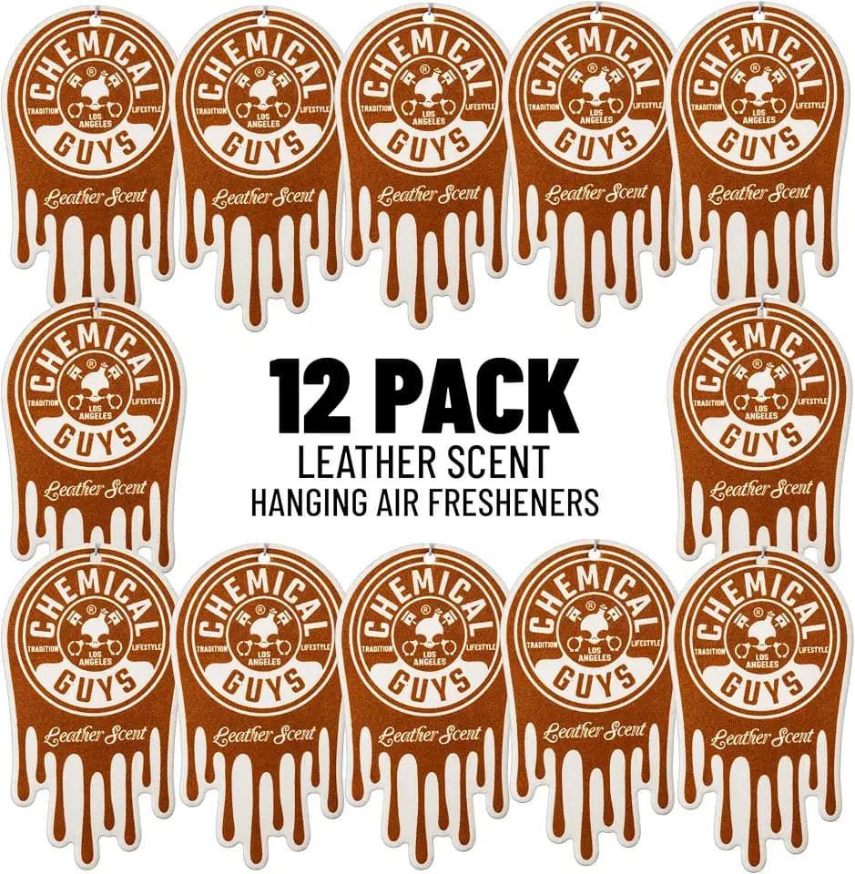 Chemical Guys, Hanging Air Fresheners, Leather Scent, 12 Pack, for Cars