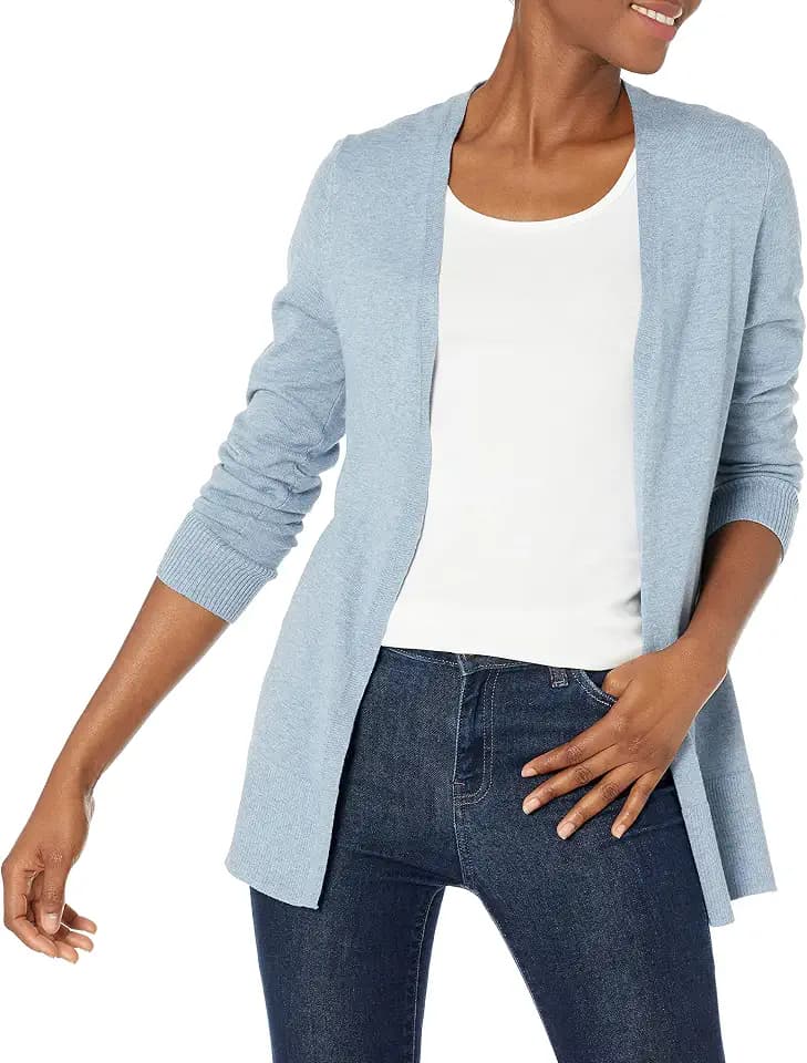 Amazon Essentials Women's Lightweight Long-Sleeve Open-Front Long Cardigan Sweater, Regular Fit