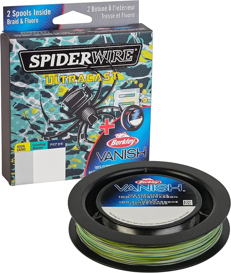 SpiderWire Ultracast 30lb Braid + Vanish 50lb Fluorocarbon Dual Spool