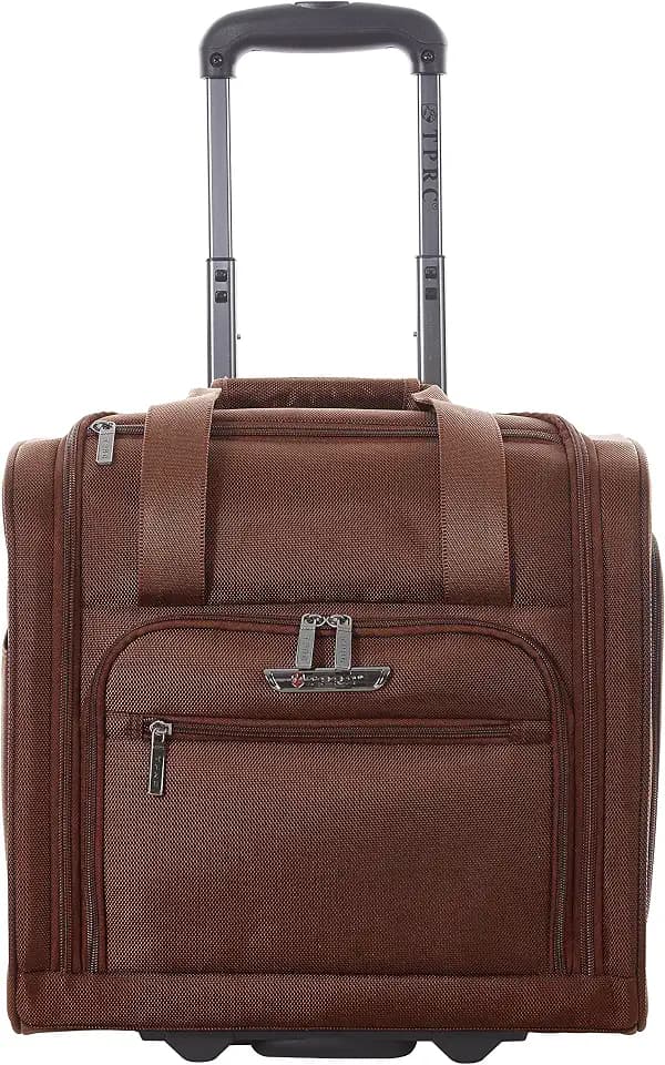 TPRC 15” Underseat Carry-On Luggage Airline Approved Personal Item with USB Charging Port, Brown