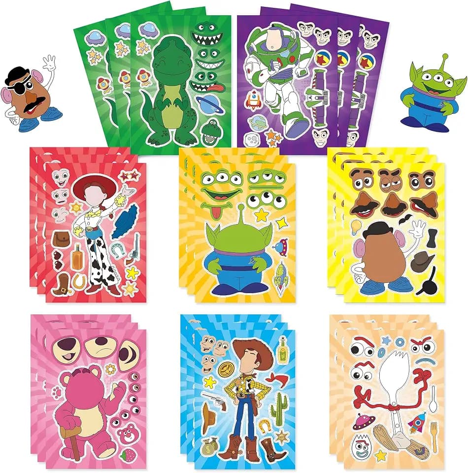 for Toy Movie Story 5 Stickers, Mixed & Matched with 8 Designed Cartoon Movie Sticker for Party Favors, Decor, Reward, Gift Idea (24Pcs)