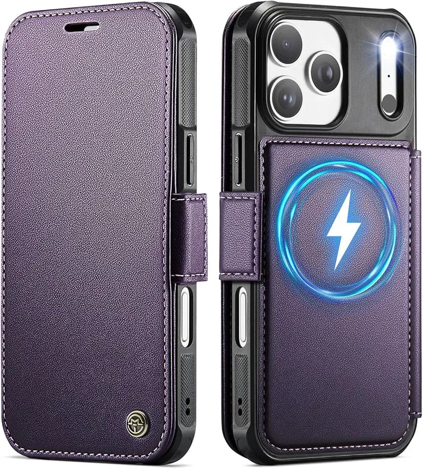 Magnetic Case for iPhone 17 Pro Max Wallet Case, Purple