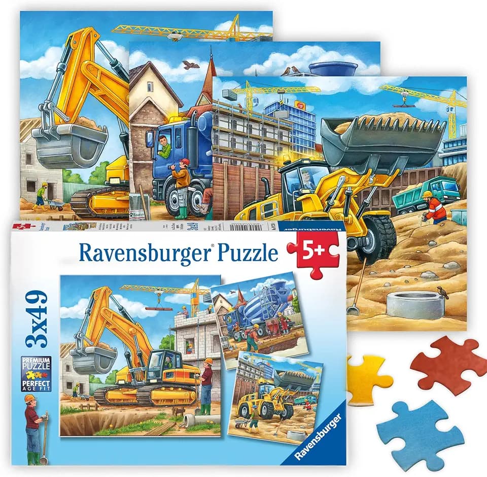 Ravensburger Puzzle Große Baufahrzeuge - 3x49 Teile Puzzle ab 5 Jahre