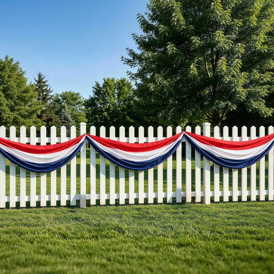 HOOSUN 4th of July Decorations Outdoor,3 Pack 2x20 Ft Patriotic Bunting American Flags for Outside,USA Flags Patriotic Fourth of July Decorations,Memorial Day Decor Red White and Blue Banner for Porch